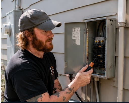 Inspector reviewing a home's exterior during a full home inspection